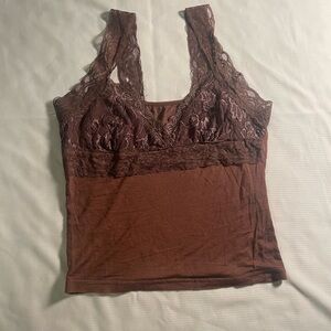 Y2K brown lace bralette tank